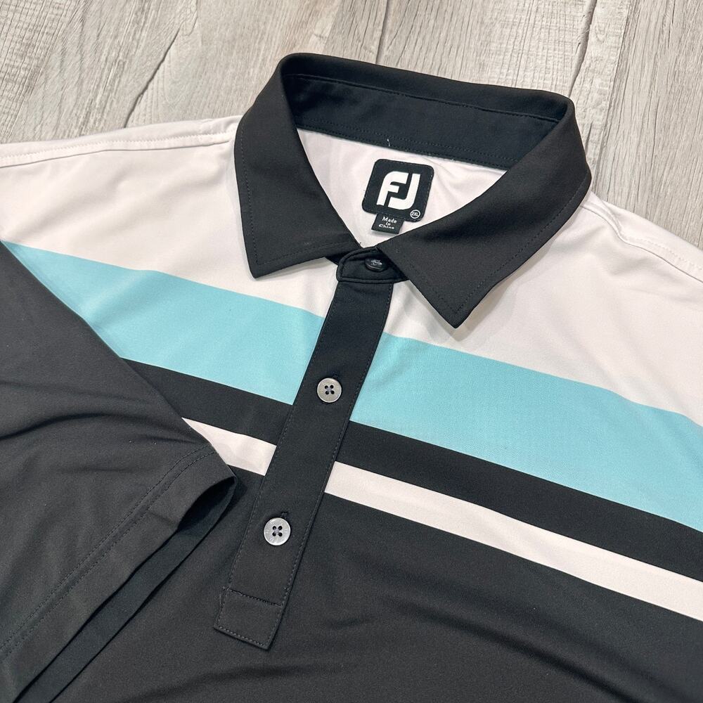Lot Of 2 Footjoy Polo Shirts Mens 2XL Striped Pattern Performance Golf - Picture 10 of 16